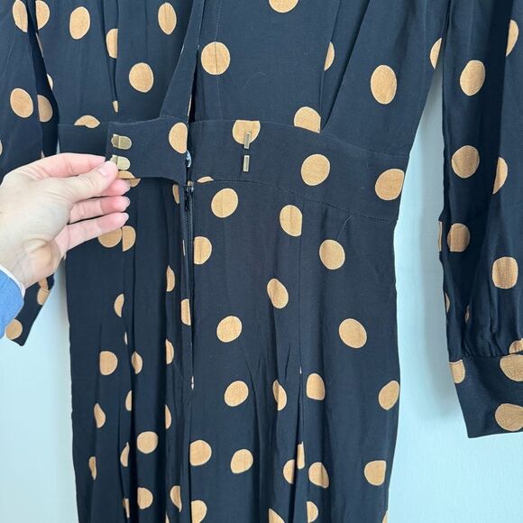 Anthropologie Loveland Wide Leg Jumpsuit - Black with Gold Polkadots | Size 2 - Picture 4 of 12